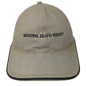 Minstrel Island Resort Strapback Hat Beige One Size Embroidered Outdoor